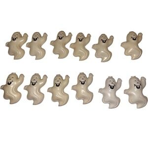 Vintage 80's Blow Mold Dbl Halloween Ghost/Skeleton String Light Covers 12‎ 3.5"